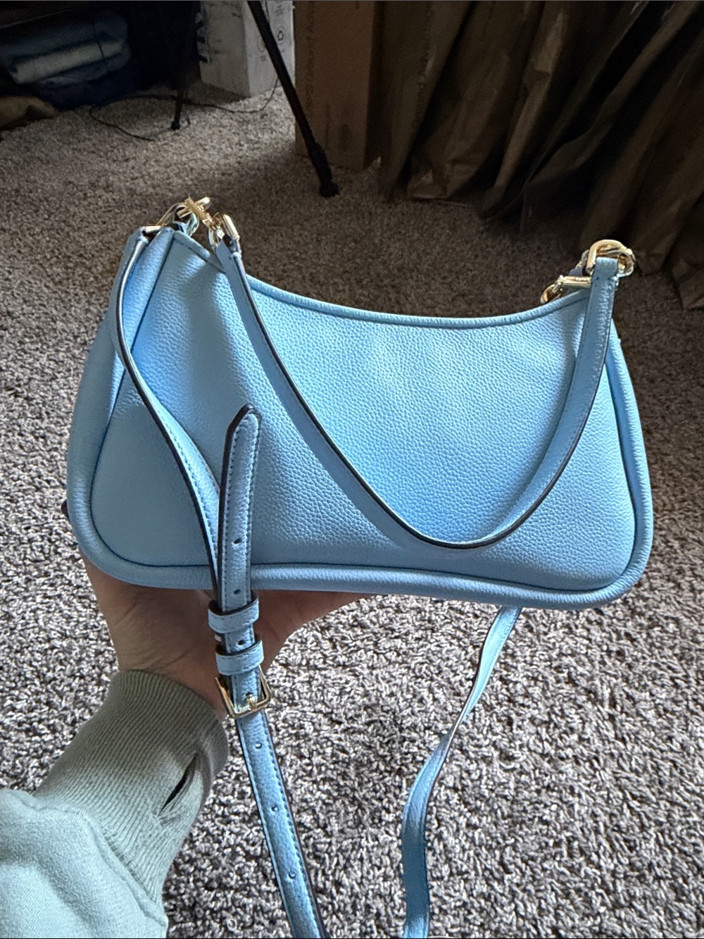 kate Spade small shoulder Blue Woven Leather Bag Gold Hardware KL026 Retail $399 - Picture 7 of 12